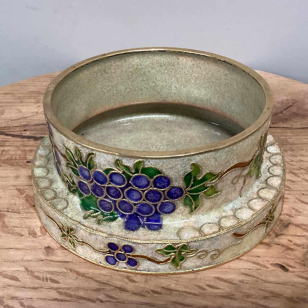 🟣 Cloisonné Wine Bottle Coaster Holder - Like New Condition - Beautiful - Unique - Picture 2 of 13